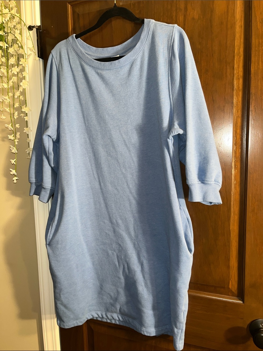 Amazon Essentials Blue Midi Sweatshirt Dress with Pockets